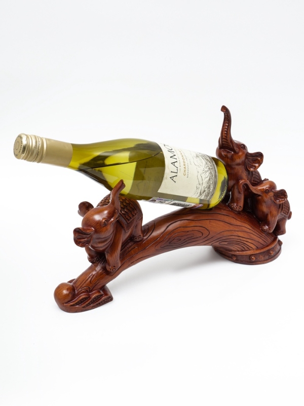 Подставка для бутылки "Два слона" под дерево, 36х10х25см