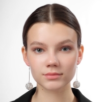 Серьги висячие &laquo;Шарик&raquo; переплетение, цвет светлое серебро, 6,5 см