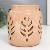 Подсвечник керамика на 1 свечу "Фонарь. Листья" внутри золото МИКС 11,5х9,5х9,5 см