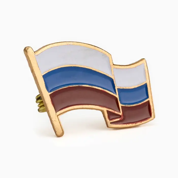 Значок &laquo;Флаг России&raquo;, 2&times;3.5 см, цветной в золоте