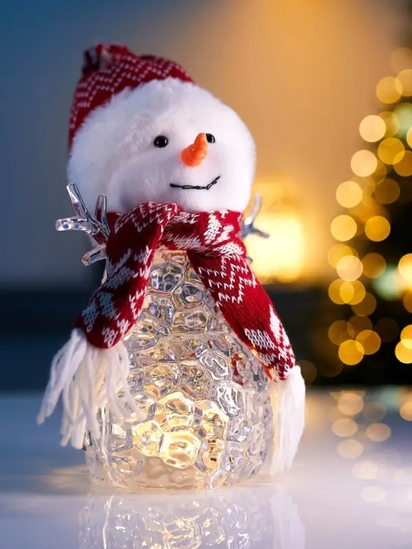 Фигура &laquo;Снеговик в красном&raquo; 28 см, 1 LED, от батареек ААА&times;3, свечение тёплое белое