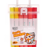 Набор акриловых маркеров 18 цветов в пластиковом кейсе, двусторонние