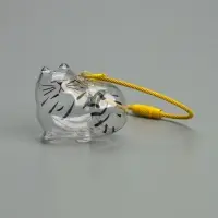 Брелок для шерсти кошачьей на тросе для ключей, рюкзака &laquo;Полосатый котик спит&raquo;, капсула с секретом, трос d=5.2 см 2.5&times;3.8&times;3 см