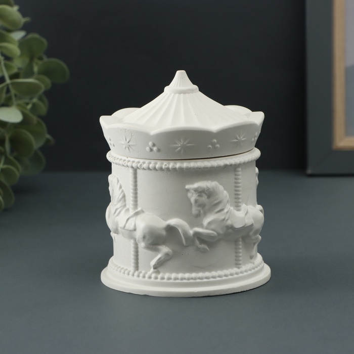 Шкатулка с крышкой "Карусель" 10х8см, белая