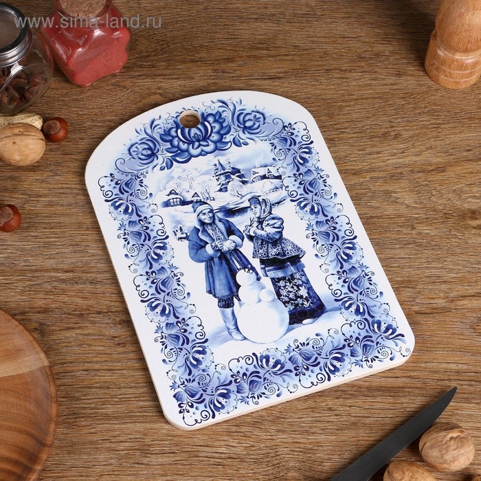 Доска разделочная сувенирная "Гжель", 19,5&times;27,5 см