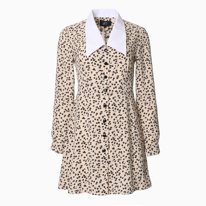 Платье женское с воротником MIST р. 48, бежевый Платье женское с воротником MIST р. 48, бежевый