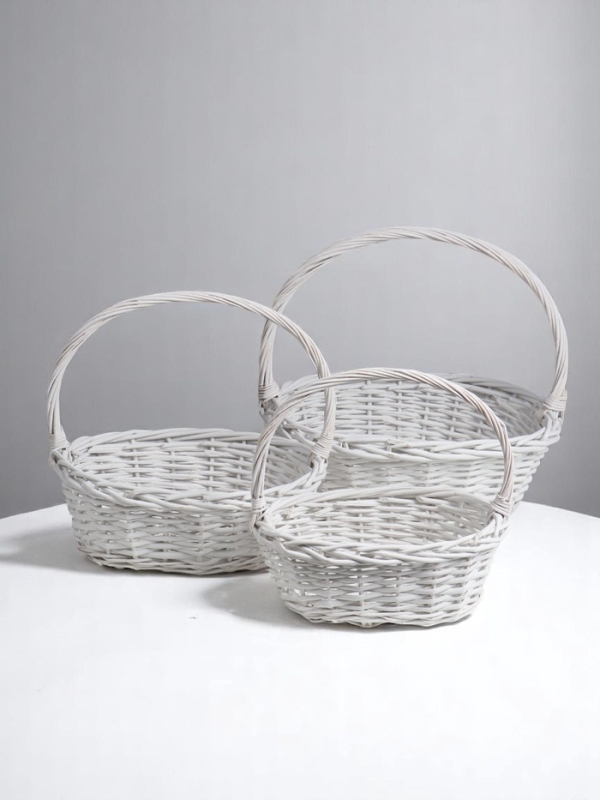 Набор корзин овальные 3 шт, L: 40х32 см, Н14 см, Н с ручкой 37 см.M: 34х26х12Hх33HHS: 29х21х11Hх28