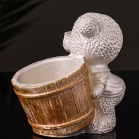 Кашпо "Медведь с горшочком" 9х10х6 см,перламутр