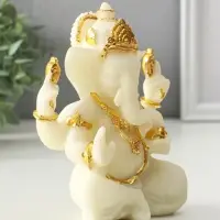 Сувенир песчаник "Ганеша - мудрость и благополучие" белый с золотом 8х13х18,5 см
