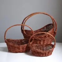 Набор корзин плетёных, овальные 4 шт., 51&times;40 см, Н 14/20 см, Н с ручкой 47 см, 43&times;33&times;13H/17Hх42H38&times;28&times;10H/15Hх