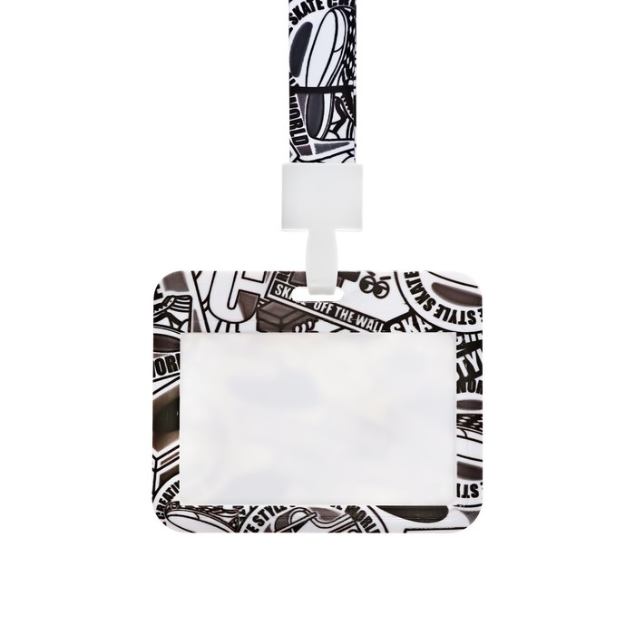 Бейдж горизонтальный, внешний 100 х 80мм, внутренний 52 х 82мм, лента 42 см, Граффити