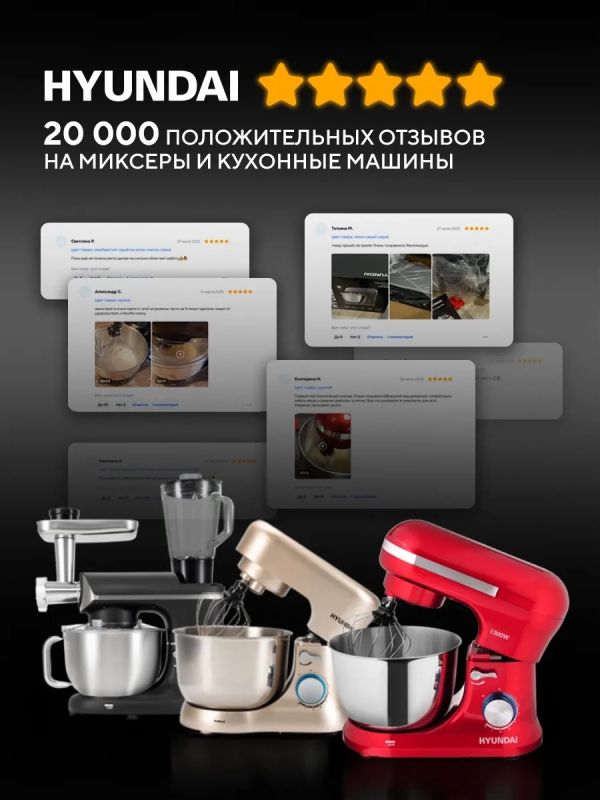 Миксер планетарный HYM-S6451 1300Вт красный