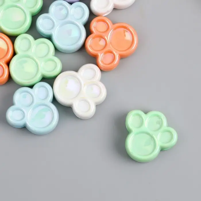 Бусина для творчества пластик "Лапка. Перламутровый глянец" МИКС 0,8х2,3х2,4 см