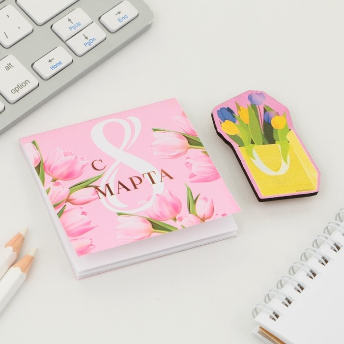 Подарочный набор: блокнот и значок &laquo;8 марта: Яркой весны&raquo;