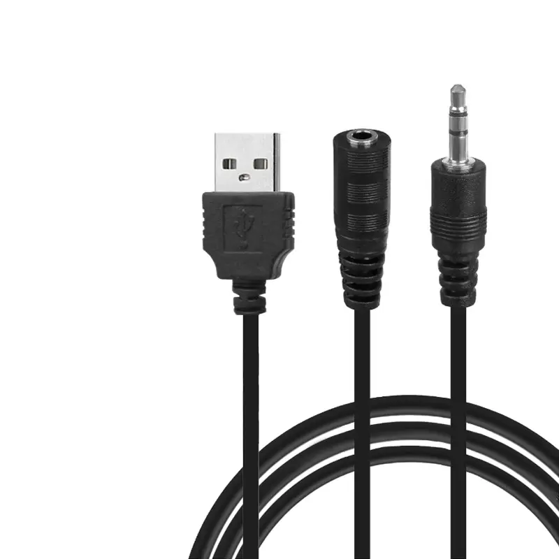 Переходник USB+ Jack 3.5 на AUX (мама) 25см