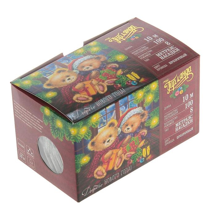 Гирлянда &laquo;Нить&raquo; 10 м с насадками &laquo;Игла&raquo;, IP20, прозрачная нить, 100 LED, свечение синее, 8 режимов, 220 В