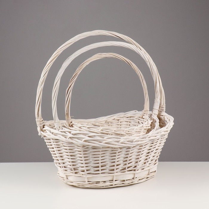 Набор корзин плетеных, ива 48&times;36&times;h=21/17(50), 41&times;30&times;h=19,5/16(45), 34&times;24&times;h=18/15(40), 3шт