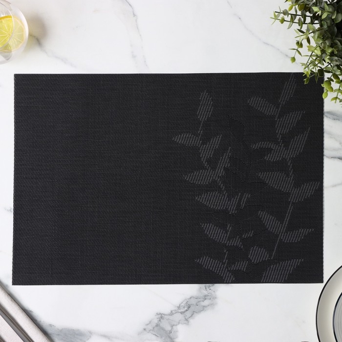 Салфетка сервировочная на стол Доляна &laquo;Росток&raquo;, 45&times;30 см, черная