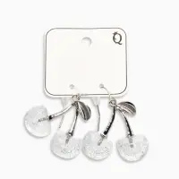 Серьги "Вишенка" блёстка, цвет прозрачный белый в серебре