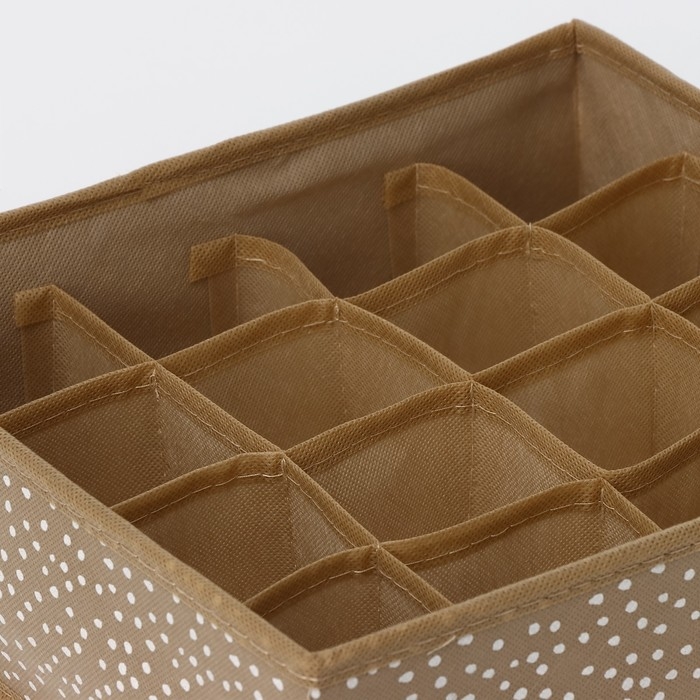 Органайзер для хранения белья Доляна Points, 16 ячеек, 27&times;25&times;10 см, цвет бежевый