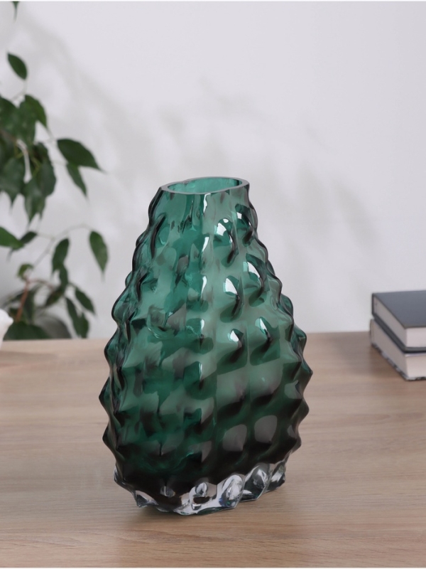 Ваза стекло настольная "Шерил галант" d-7*5 см, h-22х17 см, зелёный