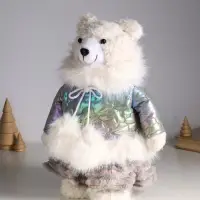 Кукла интерьерная "Медведица в серебристом пуховике" раздвижная 37-65 см 23х16х37 см