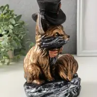 Копилка "Лиса в шляпе" 24х15 см, бронза с серебром