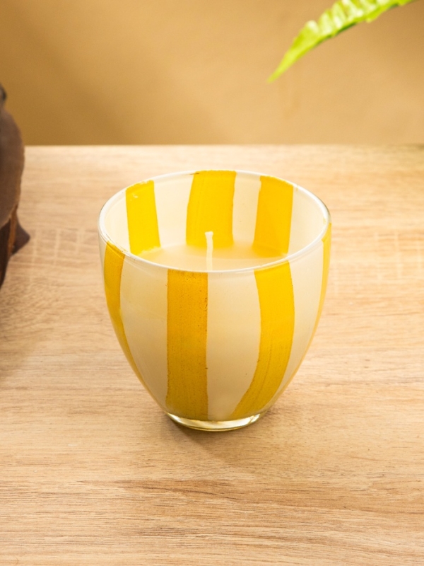 Свеча ароматическая в стеклянном подсвечнике 85 гр, синий муск