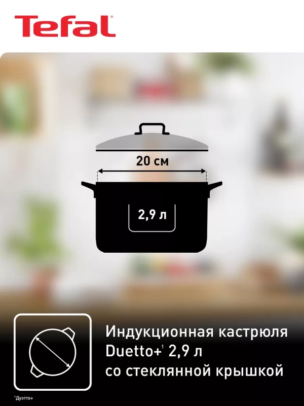 Кастрюля со стеклянной крышкой 20 см Duetto+ 2,9 л