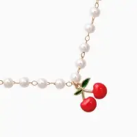 Колье на жемчужной дорожке "Вишенка", цветная в золоте 40+удл, d6