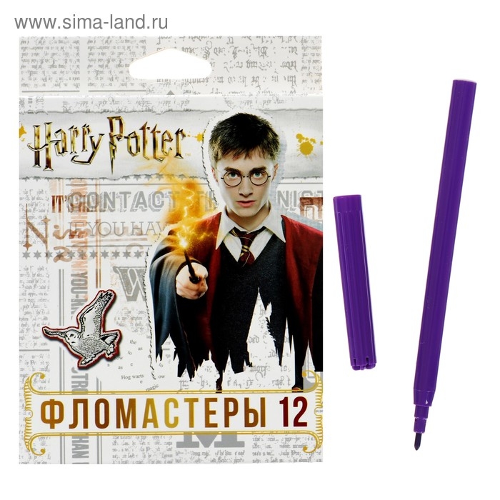 Фломастеры 12 цветов, Фломастеры 12 цветов, "Гарри Поттер", картонная коробка, с европодвесом