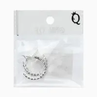 Серьги-кольца со стразами d=2.5 см, белые в серебре