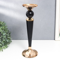 Подсвечник металл на 1 свечу "Давид" чёрный с золотом 33,3х11,5х11,5 см