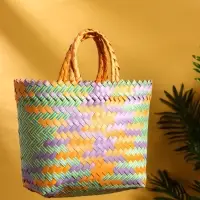 Сумка плетёная пластиковая 20х10х30 см, цв. разноцветный