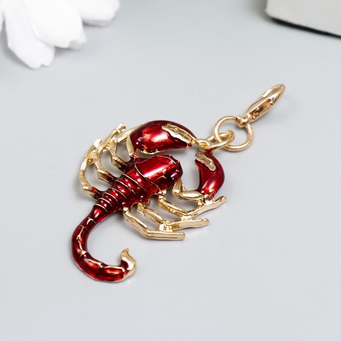 Брелок металл, эмаль Брелок металл, эмаль "Красный скорпион" 10х3 см