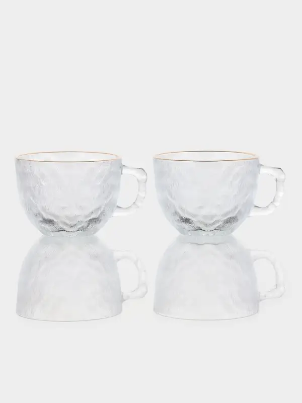 Набор кружек "Льдинка", 2 шт, золотой обод, 410 мл, 10,5х21х8,5 см