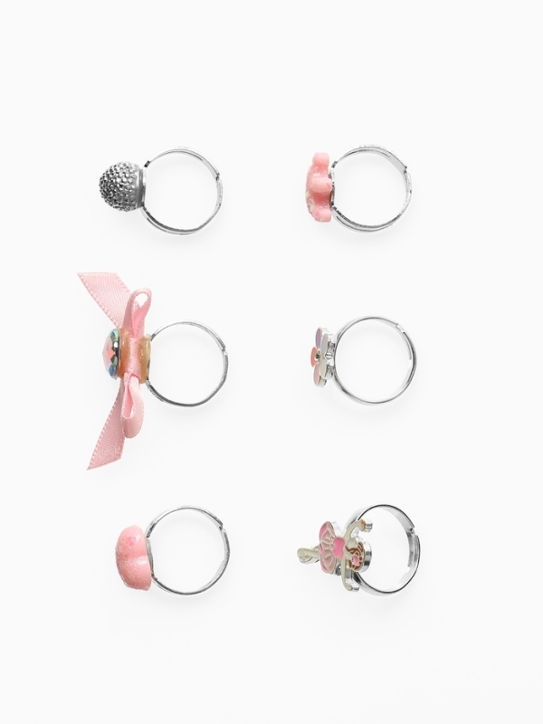 Кольца детские "Выбражулька" набор 6шт,балерина ассорти форма, цвет МИКС, б-р