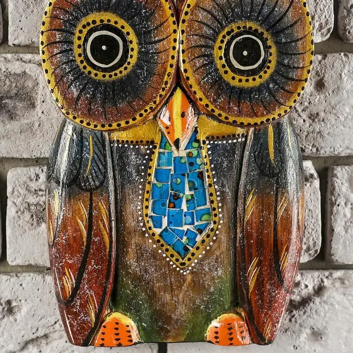 Настенное панно "Сова с галстуком" 25х16х2 см МИКС