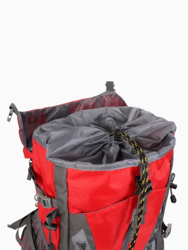 Рюкзак тур 65+5л, 30*20*53, отдел на шнурке, 5нар+2вн кармана, цвет красный
