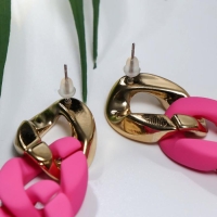 Серьги пластик &laquo;Цепь&raquo; дива, цвет ярко-розовый в золоте