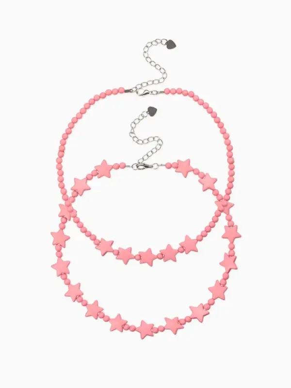 Бусы детские &laquo;Выбражулька. Звезды&raquo;, набор 2 шт. розовые