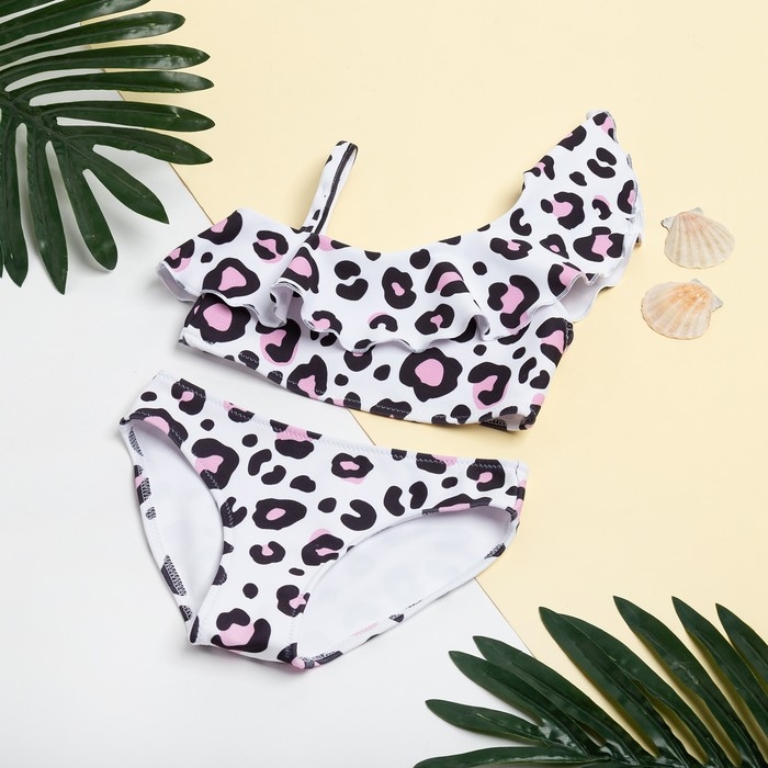 Купальник для девочки KAFTAN &laquo;Леопард&raquo;, белый, рост 122-128 (34)