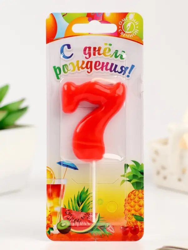 Свеча в торт &laquo;Красная&raquo;, цифра 7
