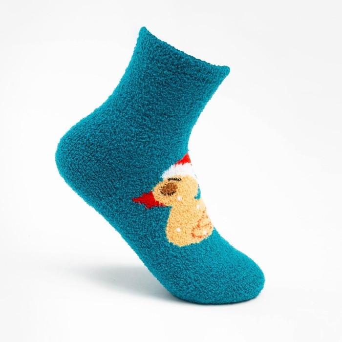 Носки женские новогодние махровые &laquo;Уточки&raquo;, цвет голубой, размер 36-40