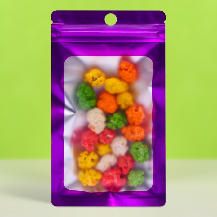 Пакет Зип-лок с окном, с еврослотом, фиолетовый, 8 х 12 см набор 20шт      10664558