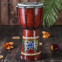 Сувенирный музыкальный инструмент "Барабан Джембе ящерица" 14x14x30 см   МИКС