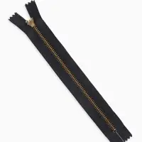 Молния металлическая, №5, неразъёмная, джинсовая, замок автомат, 18 см, цвет серый/золотой, цена за 1 штуку