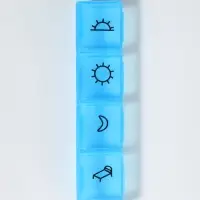 Таблетница, 9.7&times;2.3&times;1.7 см, 4 секции, синяя