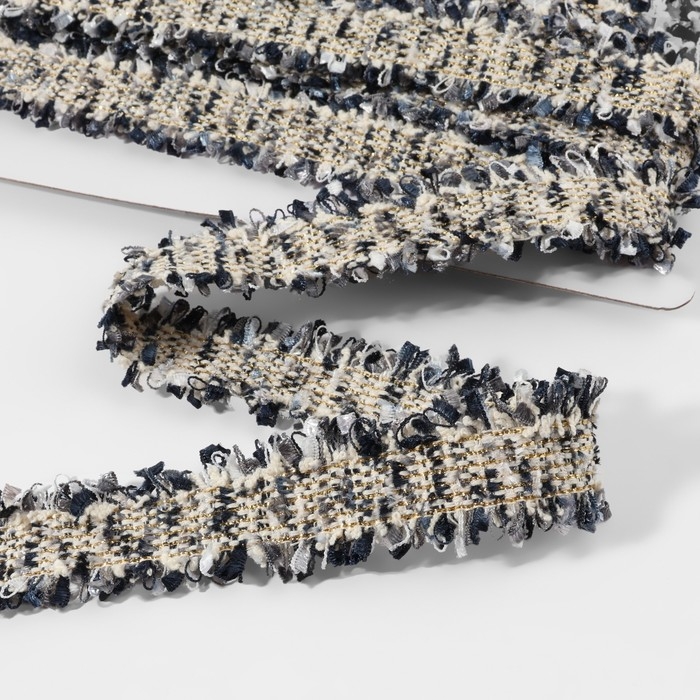 Тесьма декоративная &laquo;Твидовая&raquo;, двусторонняя, 30 мм, 5 &plusmn; 0,5 м, цвет синий