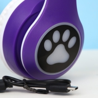 Наушники светящиеся ушки, беспроводные &laquo;Аниме&raquo;,сиреневые W-02